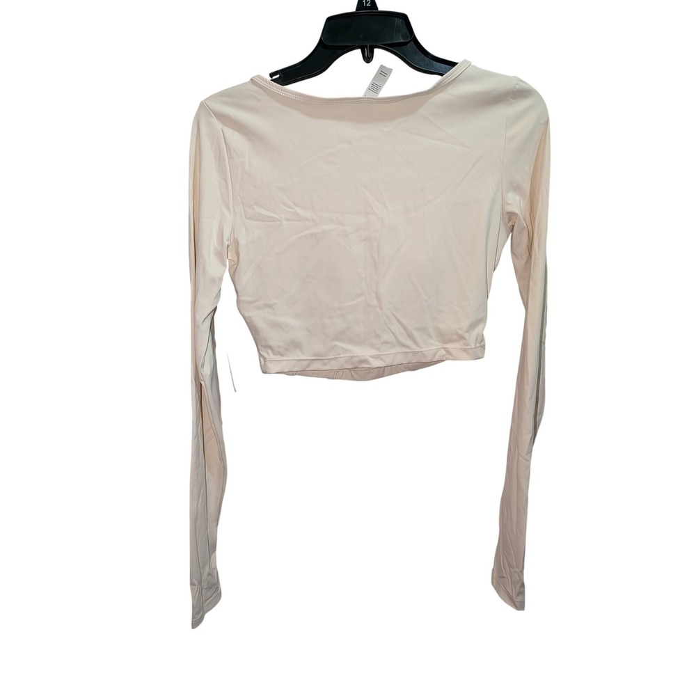 Fashion Nova In Harmony Active Top Cream Long Sleeve Square Neck Crop TP80065 S‎ - Picture 2 of 3
